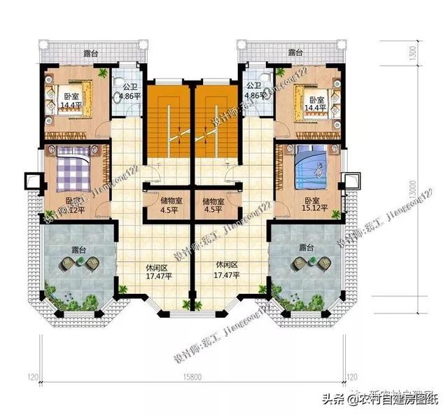 推薦5套農(nóng)村兄弟雙拼別墅，2款共用堂屋，主體最低單戶20萬起就能建，很合算。