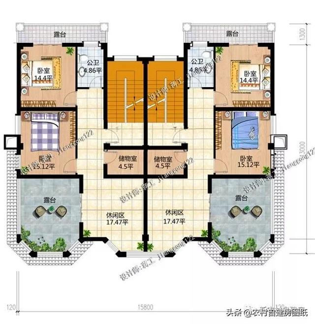 推薦5套農(nóng)村兄弟雙拼別墅，2款共用堂屋，主體最低單戶20萬起就能建，很合算。