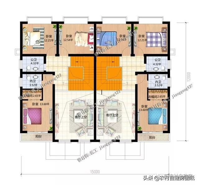 推薦5套農(nóng)村兄弟雙拼別墅，2款共用堂屋，主體最低單戶20萬起就能建，很合算。