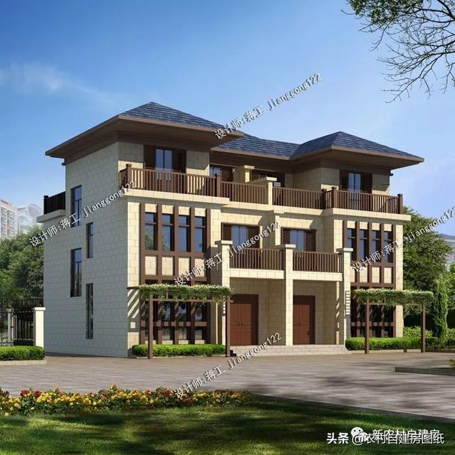 推薦5套農(nóng)村兄弟雙拼別墅，2款共用堂屋，主體最低單戶20萬起就能建，很合算。