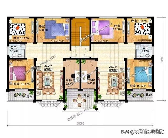 推薦5套農(nóng)村兄弟雙拼別墅，2款共用堂屋，主體最低單戶20萬起就能建，很合算。