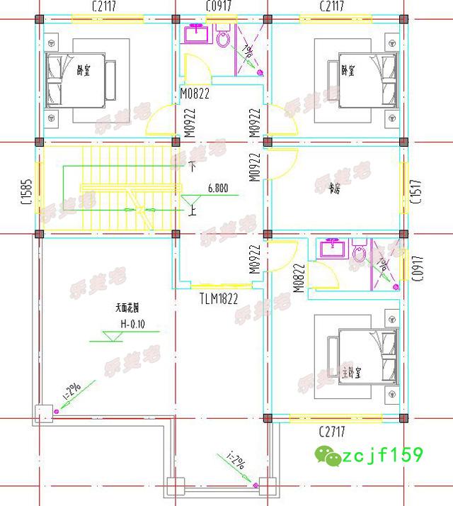 占地100平左右的三層自建房，方正舒適實(shí)用，適合大部分農(nóng)村家庭建造。