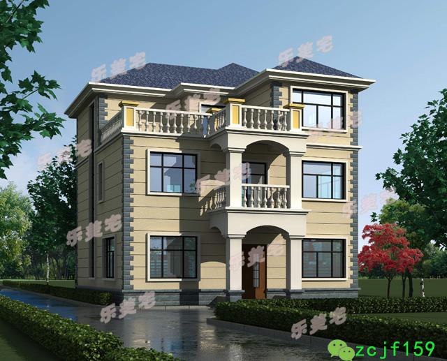 占地100平左右的三層自建房，方正舒適實(shí)用，適合大部分農(nóng)村家庭建造。