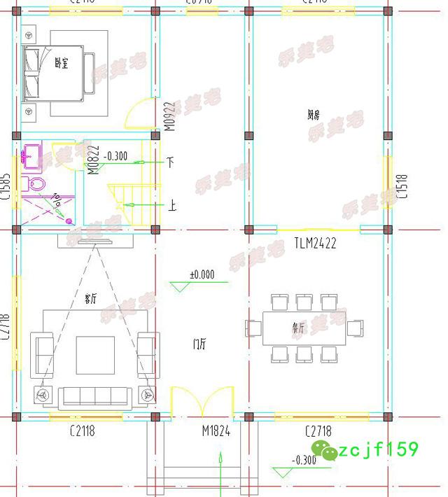 占地100平左右的三層自建房，方正舒適實(shí)用，適合大部分農(nóng)村家庭建造。
