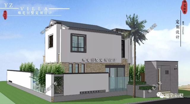 130平兩層新中式度假別墅設(shè)計圖，帶庭院泳池露臺。