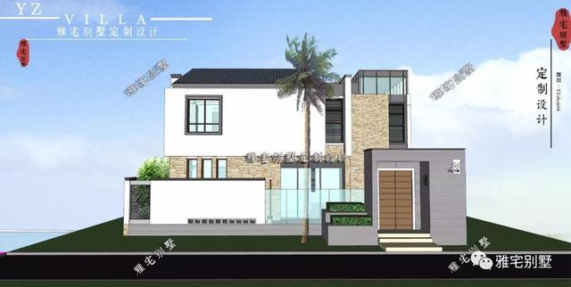 130平兩層新中式度假別墅設(shè)計圖，帶庭院泳池露臺。