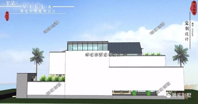 130平兩層新中式度假別墅設(shè)計圖，帶庭院泳池露臺。