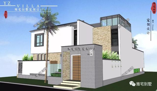 130平兩層新中式度假別墅設(shè)計圖，帶庭院泳池露臺。