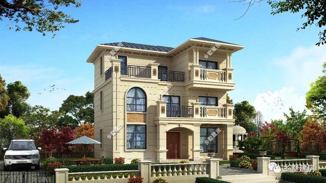 106平三層經(jīng)典歐式別墅設(shè)計圖，時尚大氣，養(yǎng)老就選這套。