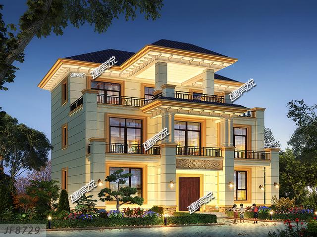 占地148平三層豪華別墅設(shè)計(jì)圖，牛轟轟的，還娶了城里媳婦