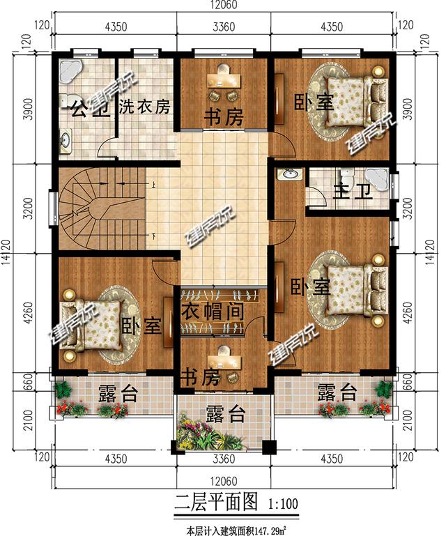 占地148平三層豪華別墅設(shè)計(jì)圖，牛轟轟的，還娶了城里媳婦