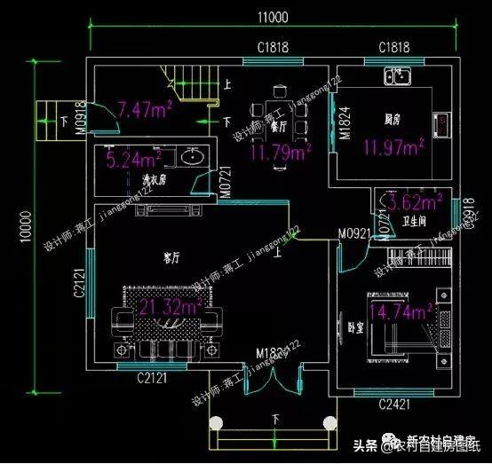 占地110平三款農(nóng)村自建房，外觀舒適大氣，室內(nèi)布局也是好戶型，造價(jià)也不高。