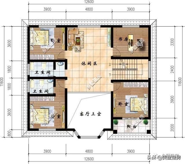 12.6X11.6米二層歐式別墅設計圖，二十幾萬建成，小日子過得別提多美。