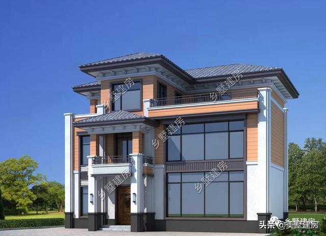 獨棟三層歐式別墅設(shè)計圖，主體造價35萬，落地窗+樓中樓完美設(shè)計，太贊了！