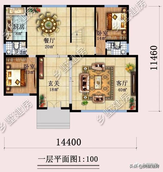 獨棟三層歐式別墅設(shè)計圖，主體造價35萬，落地窗+樓中樓完美設(shè)計，太贊了！