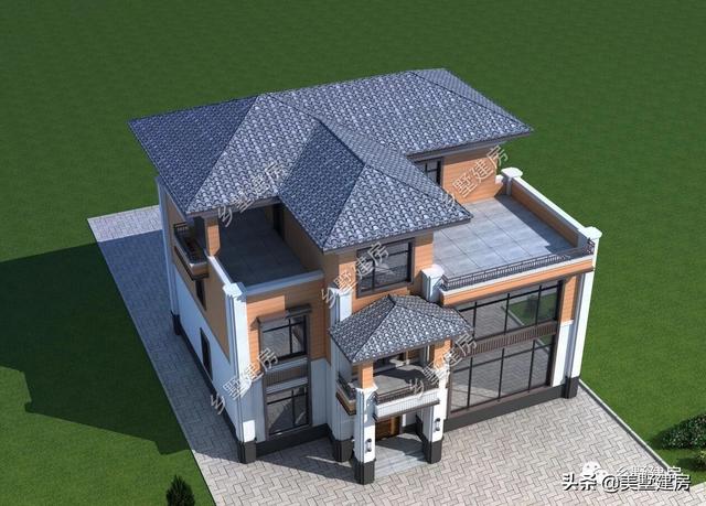 獨棟三層歐式別墅設(shè)計圖，主體造價35萬，落地窗+樓中樓完美設(shè)計，太贊了！