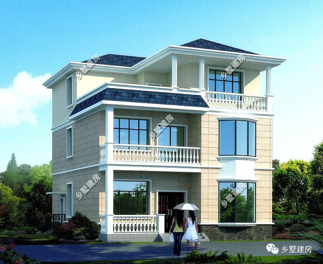 14.7×16.2米三層歐式別墅設計圖，簡約而不簡單，挑空客廳設計，這樣的房子真的美極了