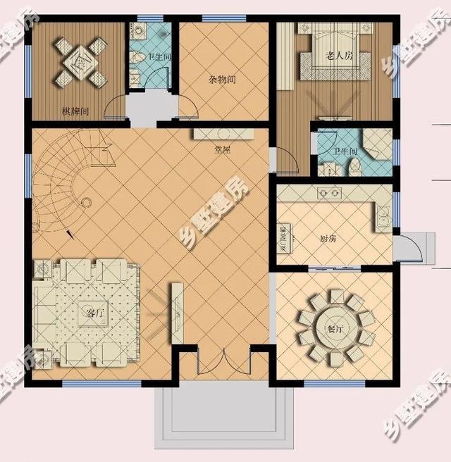 14.7×16.2米三層歐式別墅設計圖，簡約而不簡單，挑空客廳設計，這樣的房子真的美極了