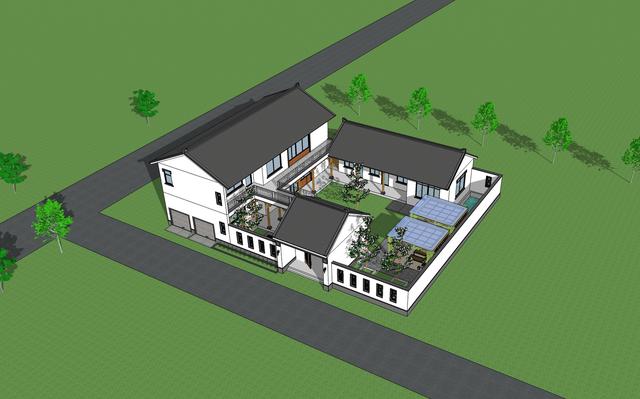 占地327平的中式三合院住宅設(shè)計(jì)圖，百年傳承，融合創(chuàng)新。