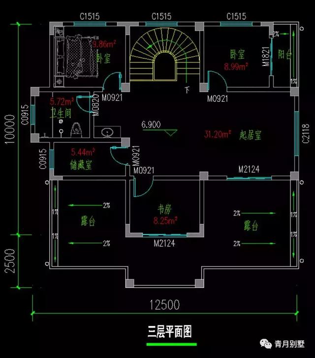 占地131平三層小別墅設(shè)計圖，時尚亮麗，帶大露臺，非常實(shí)用。