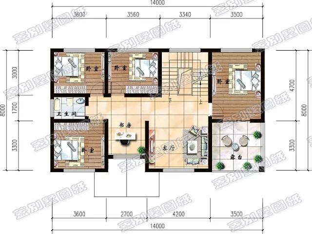 14米x8米三層別墅設(shè)計(jì)圖，帶雙露臺(tái)和車庫，設(shè)計(jì)簡(jiǎn)單實(shí)用，適合農(nóng)村自建