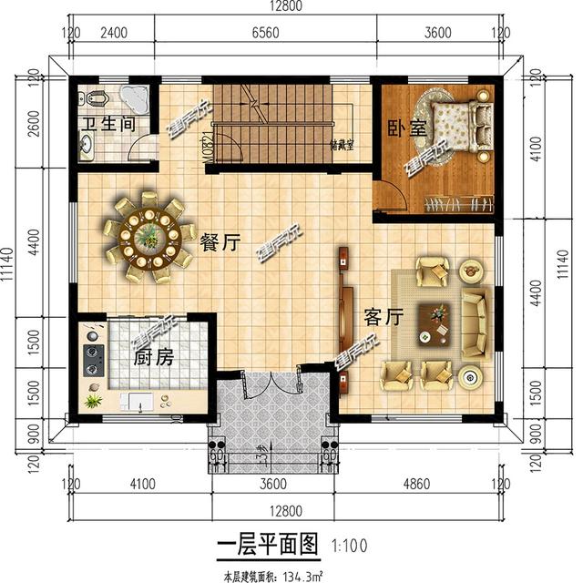 占地134米三層農(nóng)村自建房，外觀清新靚麗，建棟在老家，絕對氣質(zhì)凸出。