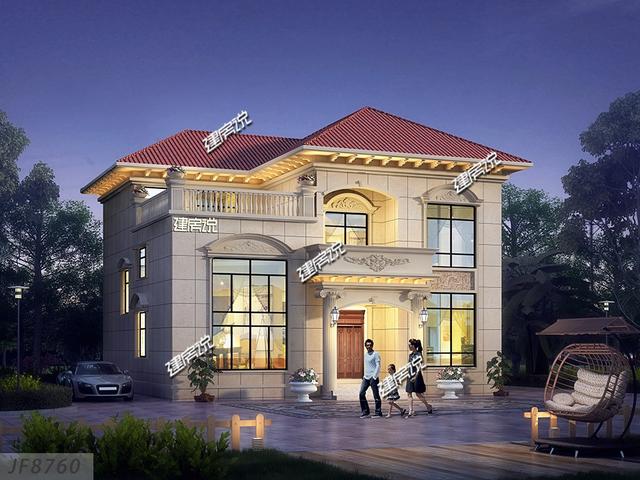 二層歐式別墅設(shè)計(jì)圖，戶型方方正正，外觀美觀，造價(jià)實(shí)惠，29萬就能建成。