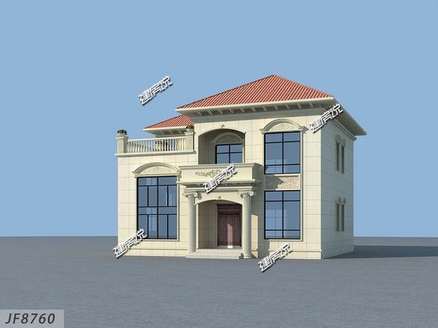 二層歐式別墅設(shè)計(jì)圖，戶型方方正正，外觀美觀，造價(jià)實(shí)惠，29萬就能建成。