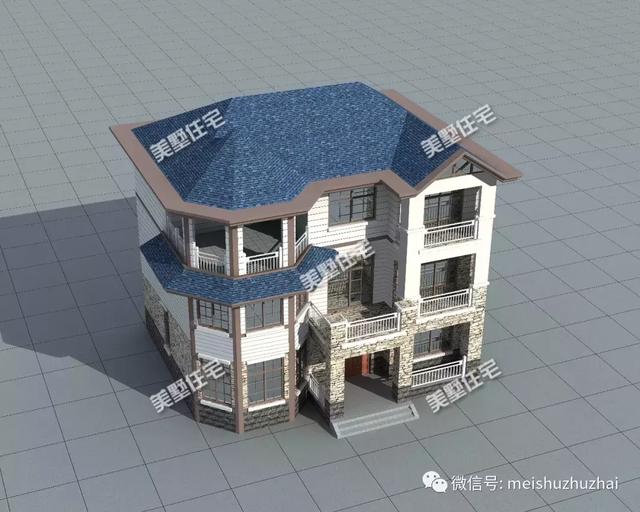 14.4x12.17米三層農(nóng)村自建房，回家建一棟大氣優(yōu)雅的別墅，倍有面子。