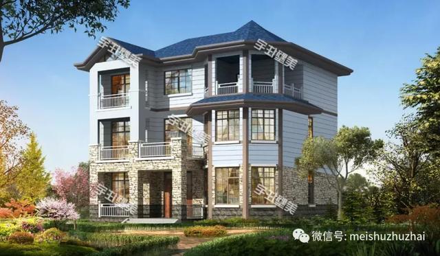 14.4x12.17米三層農(nóng)村自建房，回家建一棟大氣優(yōu)雅的別墅，倍有面子。