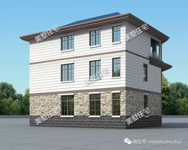 14.4x12.17米三層農(nóng)村自建房，回家建一棟大氣優(yōu)雅的別墅，倍有面子。