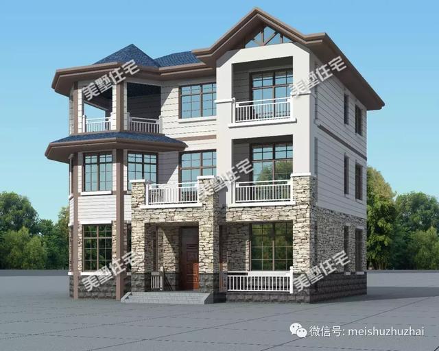 14.4x12.17米三層農(nóng)村自建房，回家建一棟大氣優(yōu)雅的別墅，倍有面子。