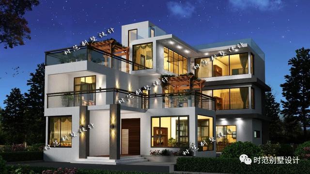 獨一無二的三層現(xiàn)代小樓設(shè)計圖，內(nèi)配多露臺陽臺,見了畢生難忘。