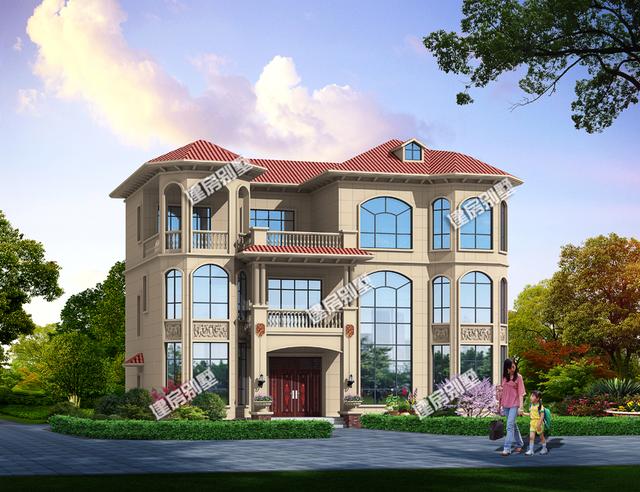 帶涼亭和露臺的三層農(nóng)村自建房，超大堂屋設(shè)計(jì)，一棟四開間，豪華氣派！