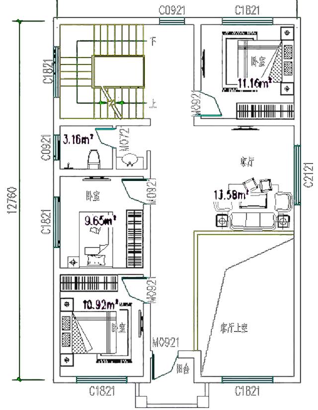 三層平屋頂農(nóng)村別墅，簡(jiǎn)約現(xiàn)代歐式風(fēng)，多窗戶設(shè)計(jì)，南北通透。
