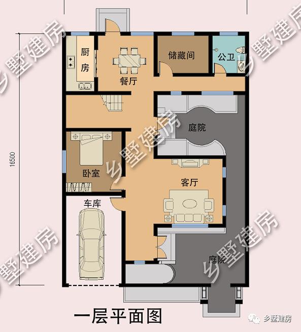 新中式二層小樓設(shè)計(jì)圖，帶車庫，設(shè)計(jì)新穎，經(jīng)濟(jì)實(shí)用，看完，你就信服了！