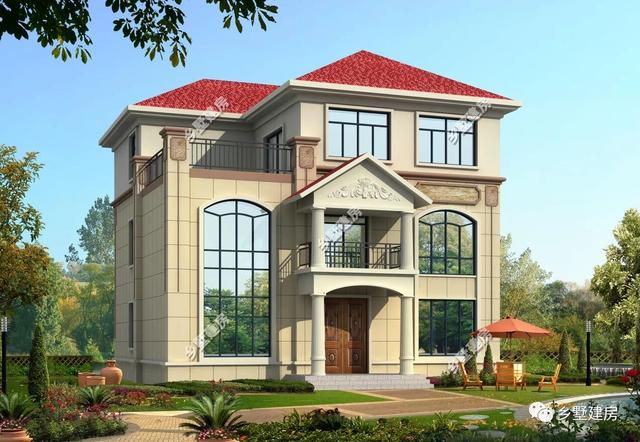 三層歐式農(nóng)村小別墅設(shè)計(jì)圖，時(shí)尚大氣，多窗設(shè)計(jì)，建上一棟比城里買房要好太多了！