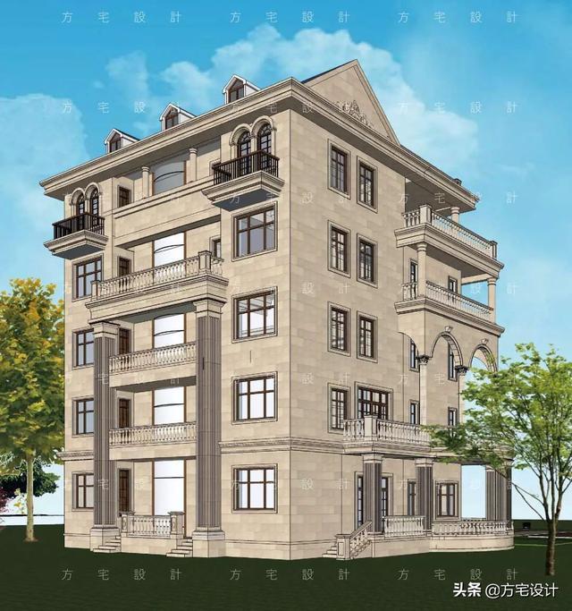 占地270平的五層豪華別墅設計圖，帶效果圖和施工圖。