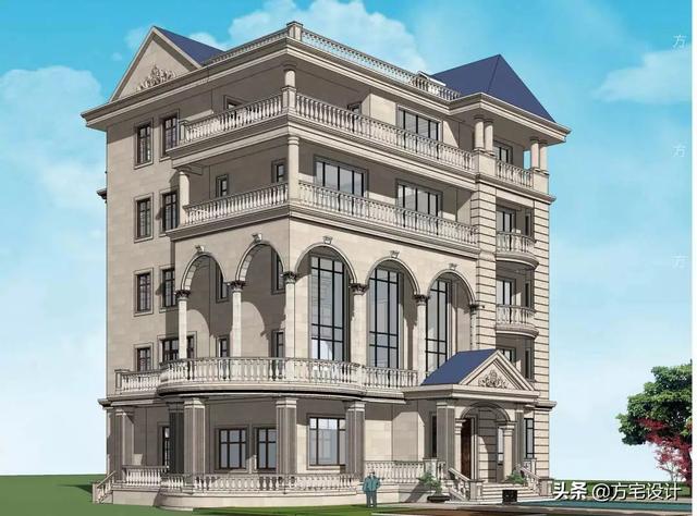 占地270平的五層豪華別墅設計圖，帶效果圖和施工圖。