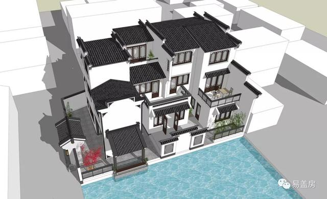 15.9m×11.2m三層新中式別墅，56萬建成，過起了江南鄉(xiāng)村生活。