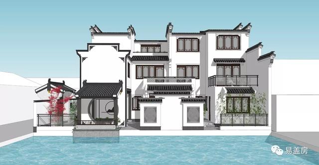 15.9m×11.2m三層新中式別墅，56萬建成，過起了江南鄉(xiāng)村生活。