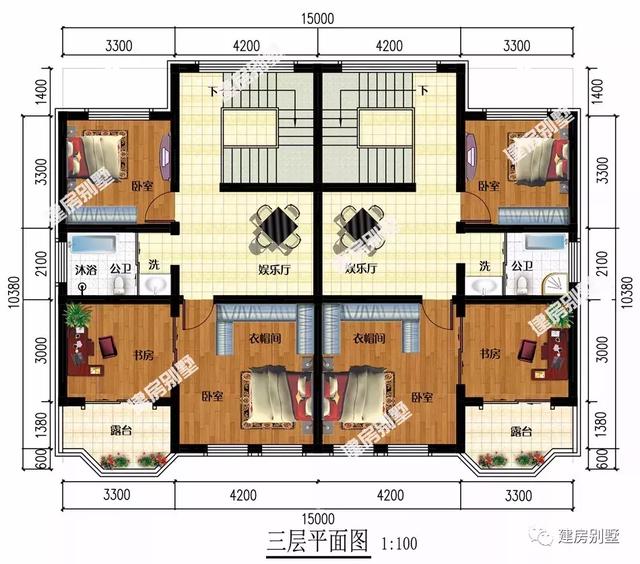 兩棟面寬接近的三層雙拼自建房，加深兩家人的兄弟感情。