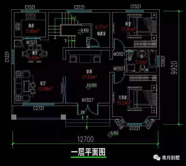 占地127平的農(nóng)村小別墅自建房，戶型通透，占地面積適中，適合農(nóng)村自建。