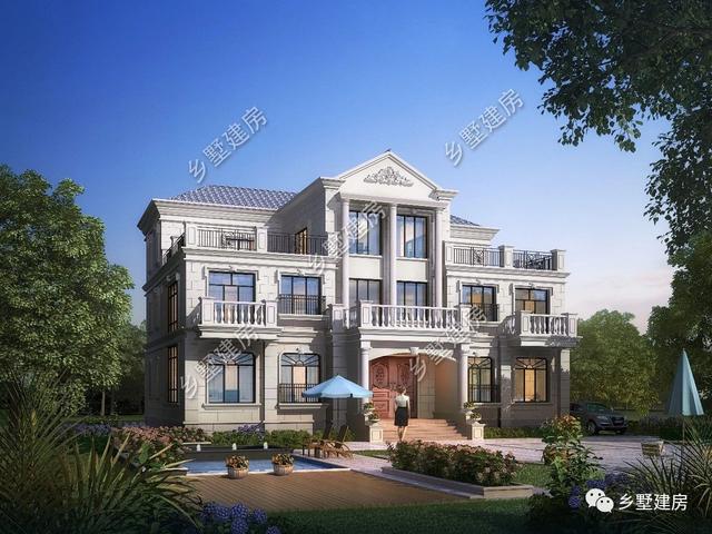 現(xiàn)代的歐式三層大自建別墅設計圖，大氣時尚，看一眼就非常喜歡。
