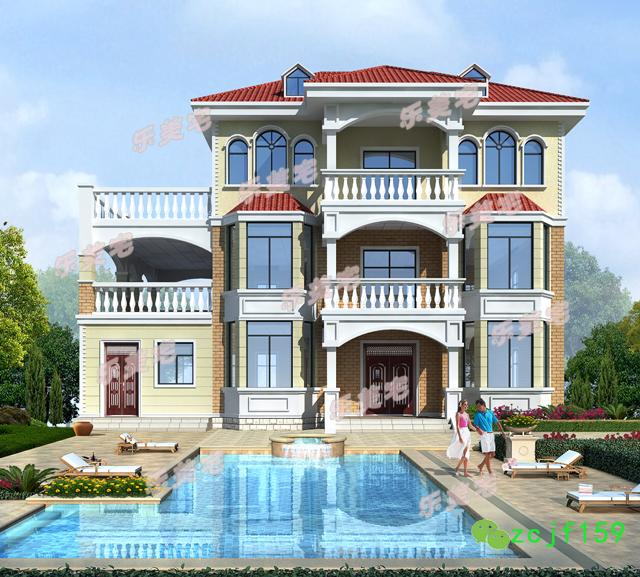 3棟帶車庫(kù)且風(fēng)格也相同的三層別墅，大氣簡(jiǎn)約，你更喜歡哪一款呢？