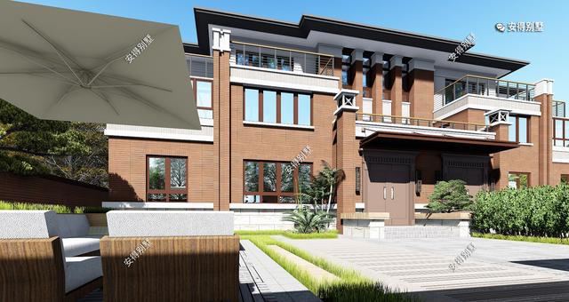 兄弟雙拼合建新中式雙拼別墅，造型新穎大氣，平面布局合理，全村上下沒有人不羨慕。