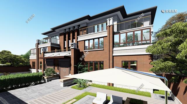 兄弟雙拼合建新中式雙拼別墅，造型新穎大氣，平面布局合理，全村上下沒有人不羨慕。