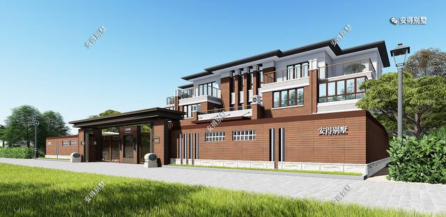 兄弟雙拼合建新中式雙拼別墅，造型新穎大氣，平面布局合理，全村上下沒有人不羨慕。