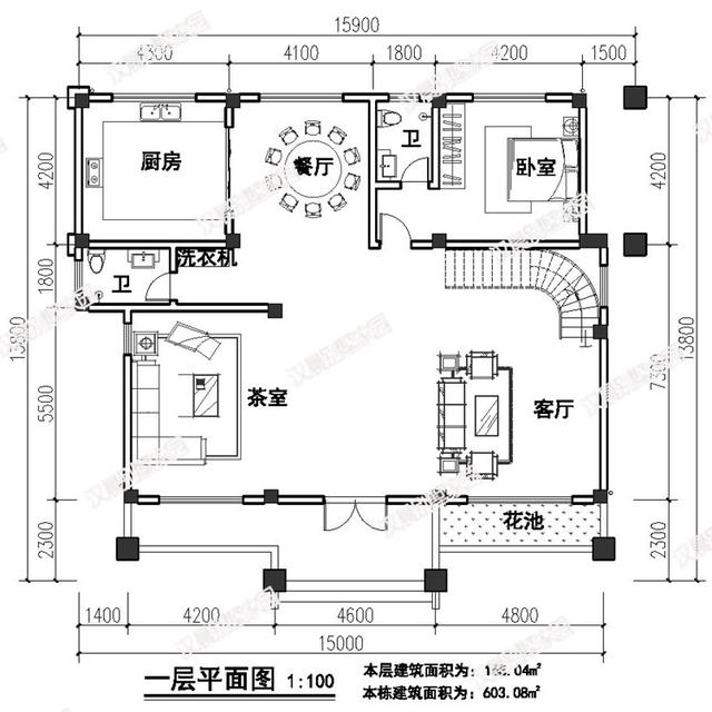 15米x13.8米三層半四層農(nóng)村別墅設(shè)計(jì)圖，復(fù)式大客廳，簡單大氣。你喜歡嗎？