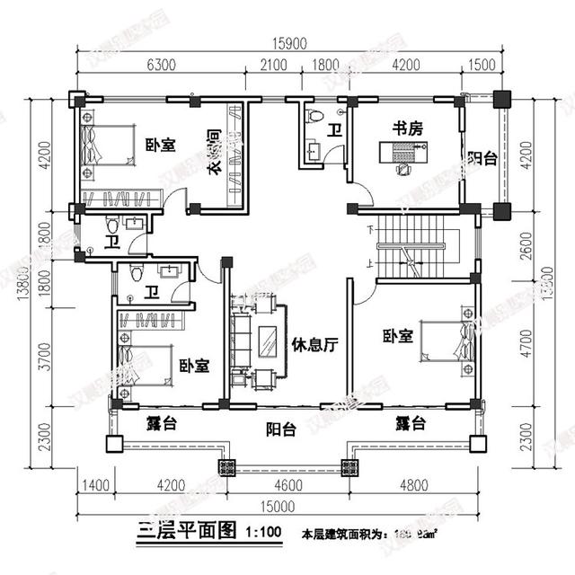 15米x13.8米三層半四層農(nóng)村別墅設(shè)計(jì)圖，復(fù)式大客廳，簡單大氣。你喜歡嗎？